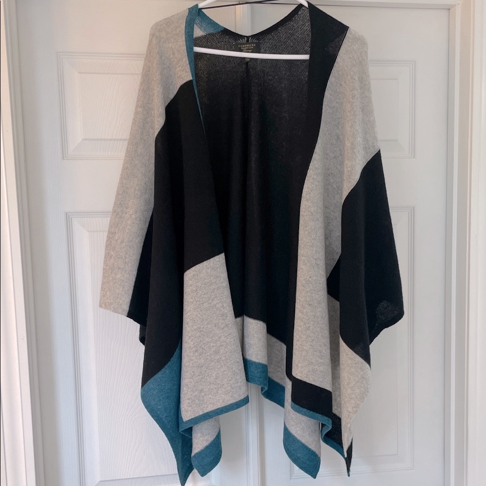 Charter Club Cashmere Shawl Black, Gray, and Teal